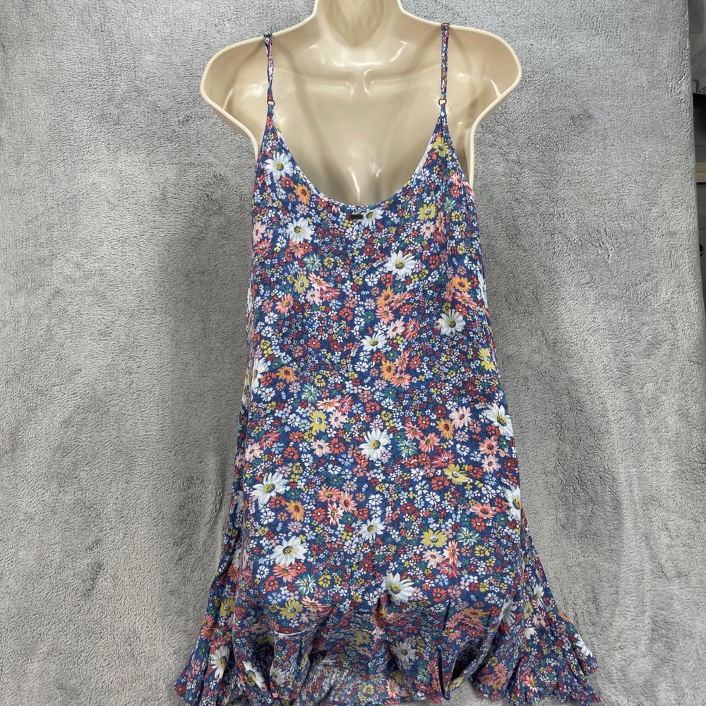 O'Neill Dress Women XS Blue Hollis Ditsy Floral Mini Spaghetti Strap Ruffle Hem - Picture 6 of 13